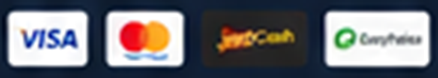 Visa, Mastercard, JazzCash, EasyPaisa