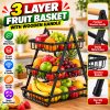 3Layer Fruit Basket Wooden Handle