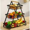 3Layer Fruit Basket Wooden Handle