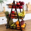 3Layer Fruit Basket Wooden Handle