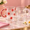 Elegant Daisy Glass Cup With Sparkling Handle 300ml